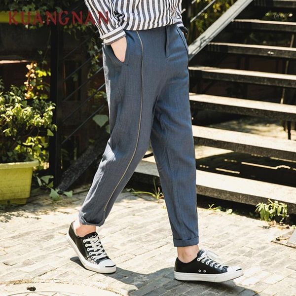 

kuangnan linen casual pants men trousers hip hop jogger pants men sweatpants japanese joggers streetwear 2019 spring1, Black