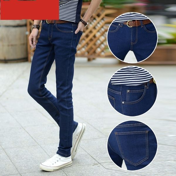 

nfptx spring korean denim casual straight and and pants trendy 101 men's spring korean style men's casual style straight denim jea, Blue