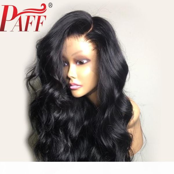 

paff body wave wig 13x6 deep part lace front human hair wigs part brazilian remy pre plucked with baby hair, Black;brown