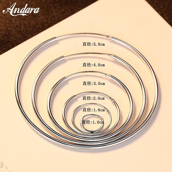 

authentic 925 sterling silver simple fashion 3cm/5cm circle round hoop earring for women trendy jewelry, Golden;silver