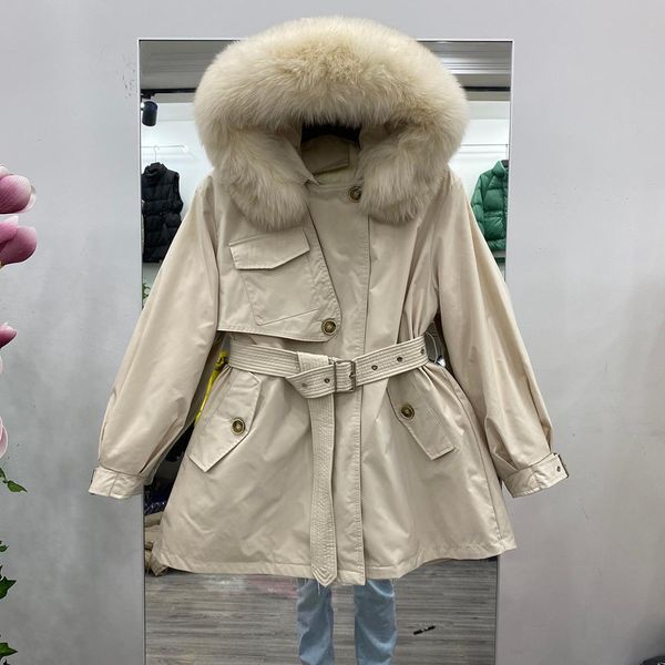 

2021 great regal fur collar new parka winter 90% white down thick jacket with women's hood snow outwear soff, Black
