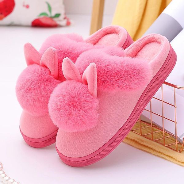 

slippers women winter velvet snow female slipper indoor home shoes casual ladies soft comfort shoe woman furry ears plush1, Black