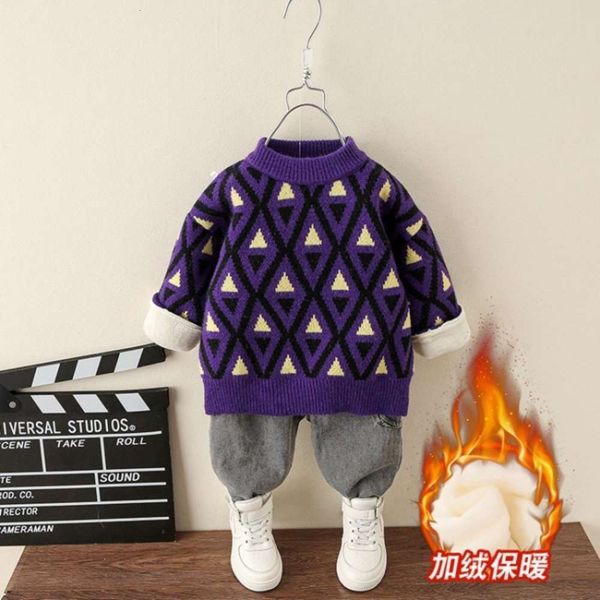 

sweater t-shirt pullover plush girls' boys' thickened children's autumn and winter fashion bottom coat baby's new 7zui, Blue