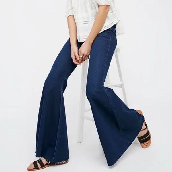 

2020 women jeans fashion casual denim female high waist pure color stretch slim pants ropa mujer w41, Blue