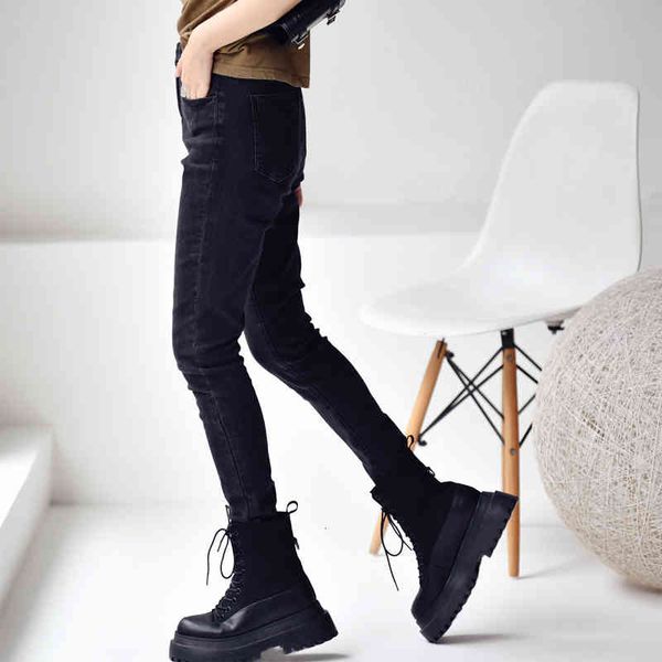 

women's jeans mioco n8868c coreano moda lavado preto de carbono estiramento fino velo fazer velho lÃ¡pis calÃ§as jeans 24qg, Blue
