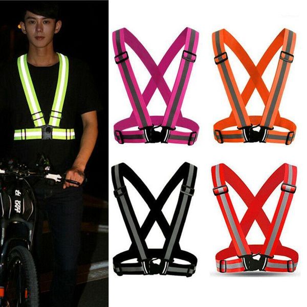 

reflective vest high visibility security safety belt stripe straps adjustable night running jogging biking belt for safe 1, Black;brown