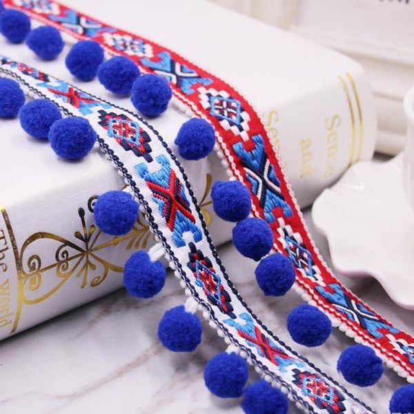 

1yards lot pompom fringe trim fabric tassels fringe lace trimmings with pompom for curtains decoration diy sewing accessories h bbyacv