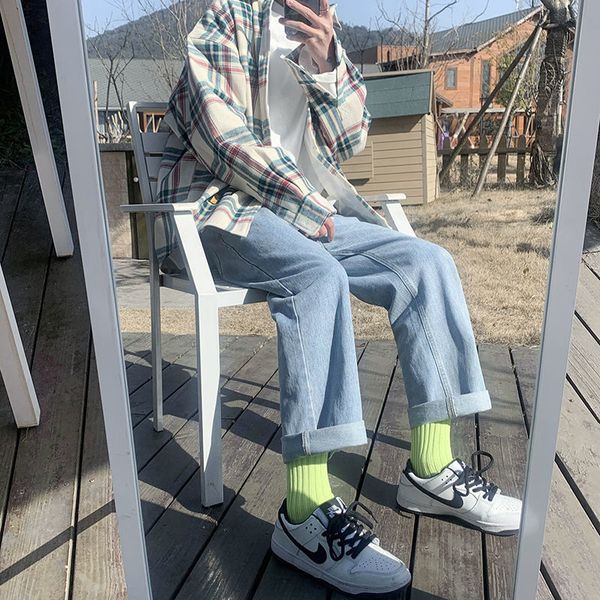

2021 new black brem straight male fall and winter new plus velvet thick legged broad pants better gz28, Blue