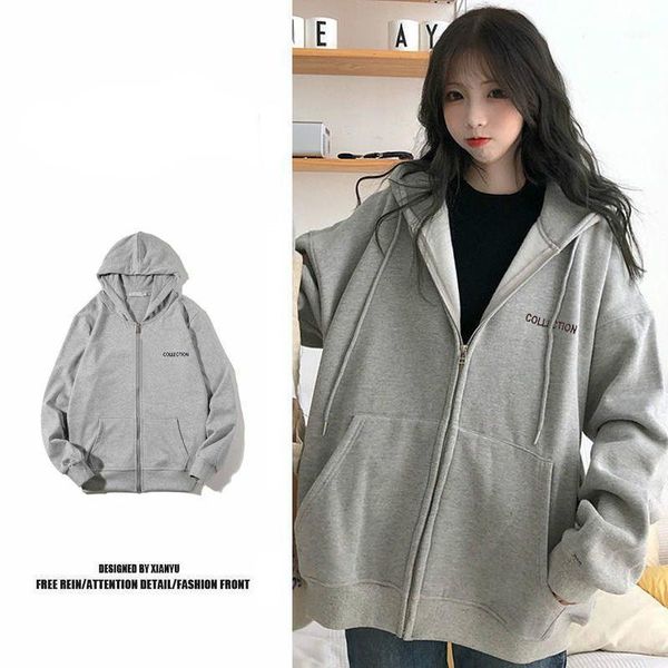

harajuku streetwear hooded cardigan jacket women spring and autumn new style korean loose lazy bf wind jacket woman1, Black;brown
