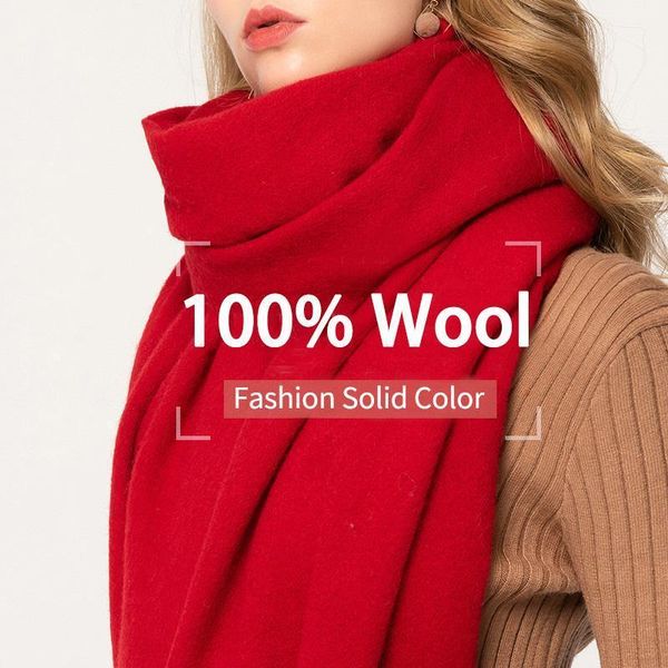 

scarves winter 100% pure wool scarf women solid red echarpe wraps for ladies foulard femme with tassel warm merino cashmere1, Blue;gray