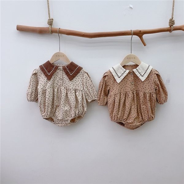 

tlk ins korean style baby rompers high-end designer quality floral jumpsuits turn-down lace collar newborn onesies bodysuits, Blue