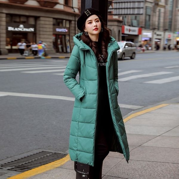 

coat hooded parkas slim long thicken womens winter jackets and coats large size women jacket 6xl 201202, Black