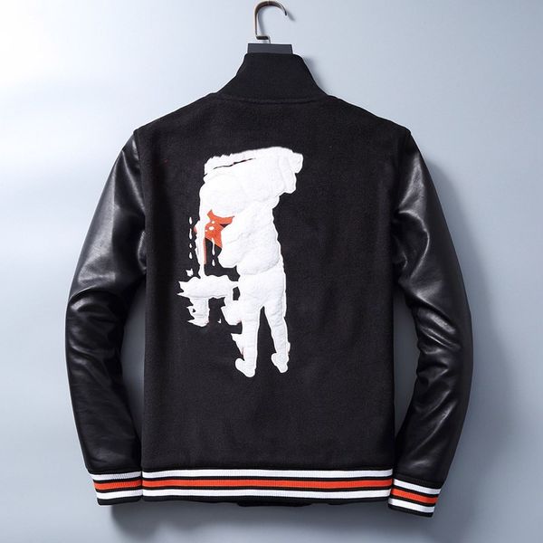 

nwe women jacket coat stone windbreaker coats bomber jacket classical leather hooded print fashion jacket man clothes, Black;brown