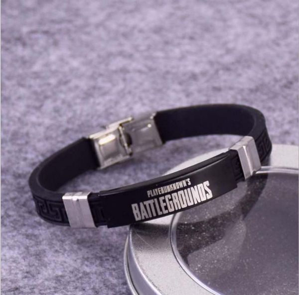 

jeu pubg bracelet gel de silice en acier inoxydable bracelet cos costumes accessoires laser men bracelets 2020 gifts for men, Golden;silver