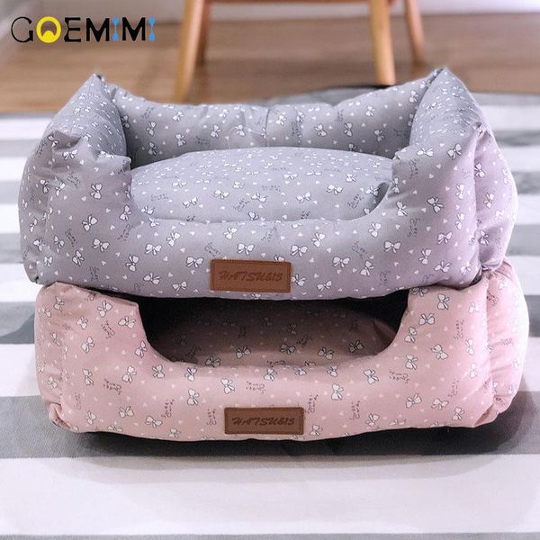 

cat beds & furniture 2021 warm cave lovely bow design puppy winter bed house kennel fleece soft nest for small medium dog