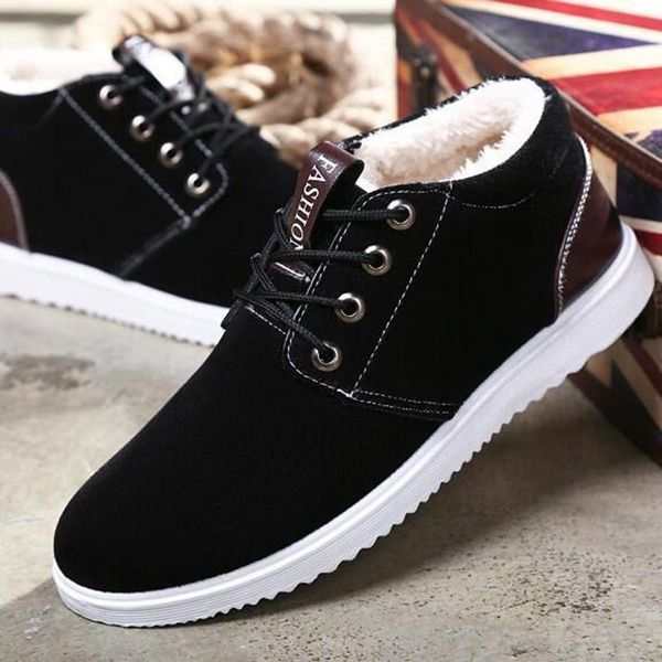 

winter men brown grey black flock casual martin shoes male no-slip plush warm snow cotton shoes zapatillas sneakers new 2020