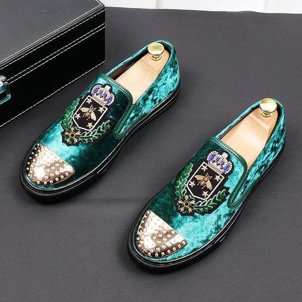 

2020 нового мужская роскошного дизайнер бархат вышивка металлической пластины толстого дна повседневных квартиры платформа обувь кроссовки z, Black