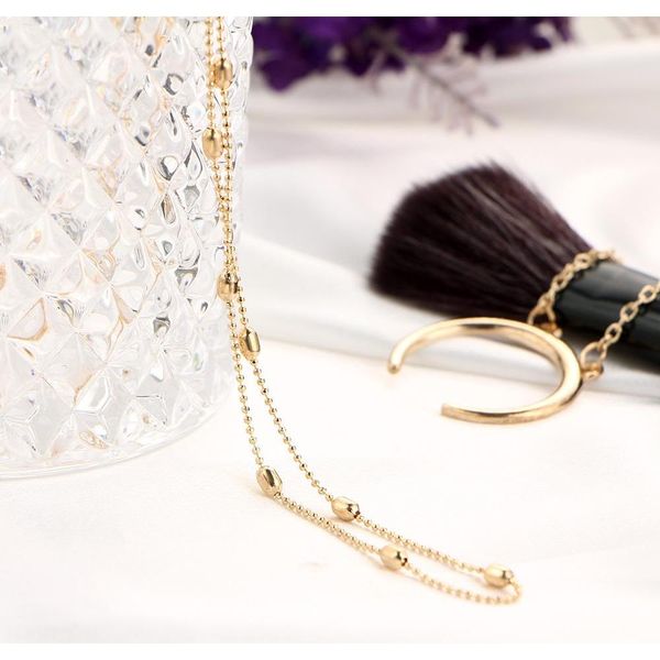 

fashion simple double - layer copper beads necklace moon pendant multi - laye sqcxop dh_seller2010, Silver