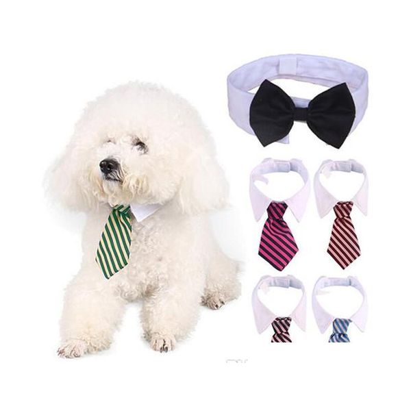 

dog grooming cat striped bow tie animal striped bowtie collar pet adjustable neck tie white collar dog necktie for party wedding fsanm