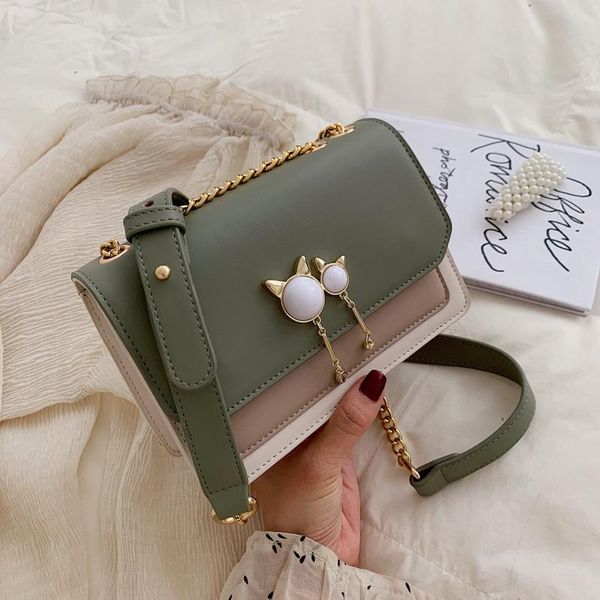 

square pearl cover double cat chain женщина малой сумка щиток марк дизайнер crossbody сумка для леди женской сумочки