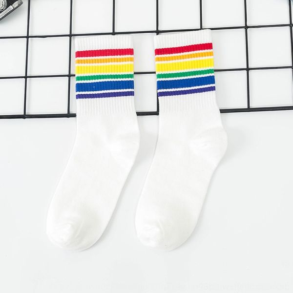 

bq5rc women's stockings and and winter newstyle casual mid-length rainbow striped autumn socks internet popular women's fashionabl, Black