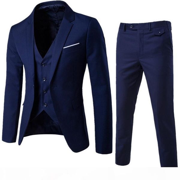 

lasperal 3 pieces sets men's business wear suit + vest + pants vest sets slim male suits wedding party blazers jacket, White;black