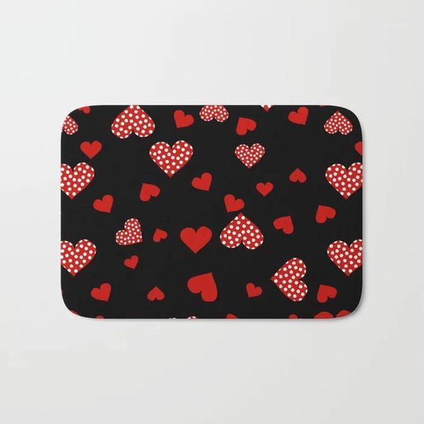 

bath mats bathroom rugs valentines hearts mat flannel absorbent non slip doormat entrance door room mats1