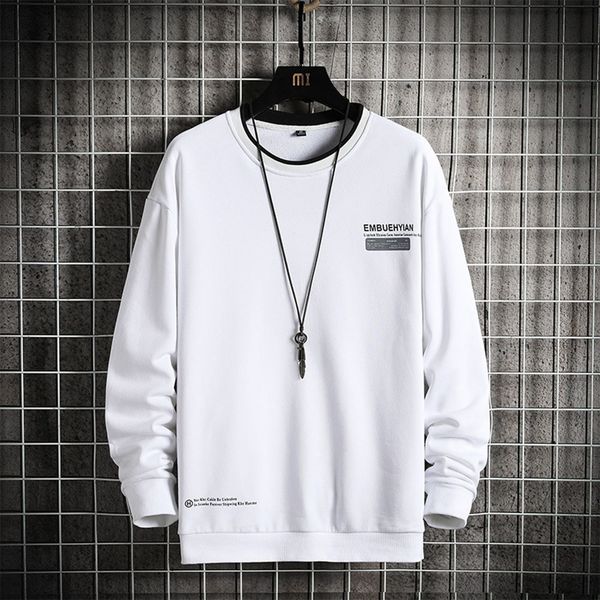 

men white crewneck sweatshirt fashion hip hop hoodie men o-neck sweatshirt long sleeve shirt autumn spring thin polyester y0111, Black