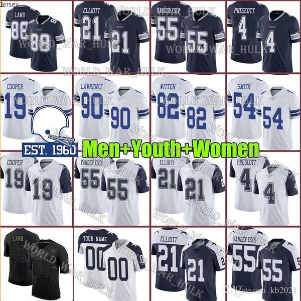 

black 2020 salute to service dallas cowboys jersey 21 ezekiel elliott 4 dak prescott 88 ceedee lamb 19 amari cooper jaylon smith, Black;red