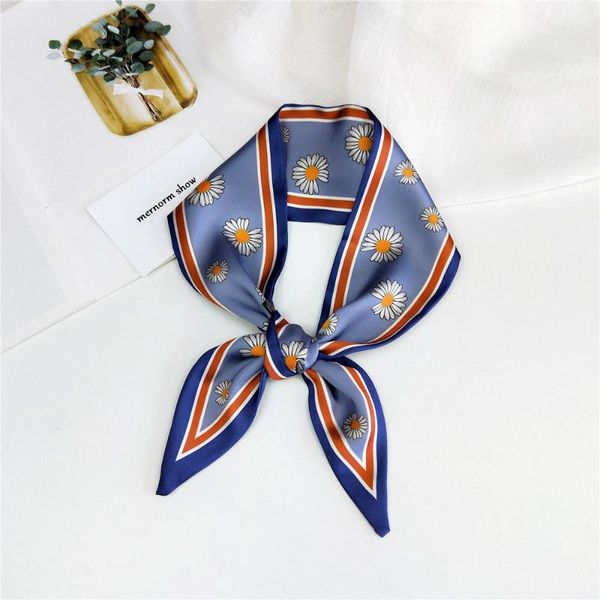 

design skinny scarf letter plaid printing silk scarf for women foulard women tie head for ladies, Blue;gray