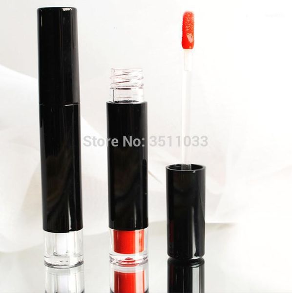 

5ml frosted black empty lip gloss tube diy round black clear bottom liquid lipstick storage container matte lip gloss package1