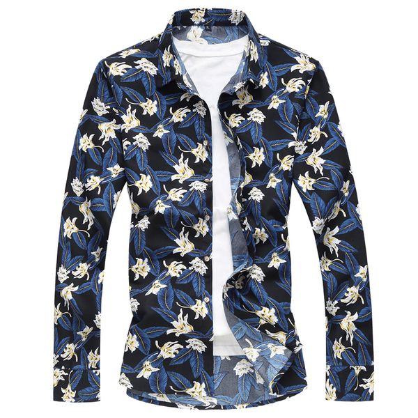 

2021 male shirt high-quality new floral fashion spring fall shirts clothes qag2, White;black