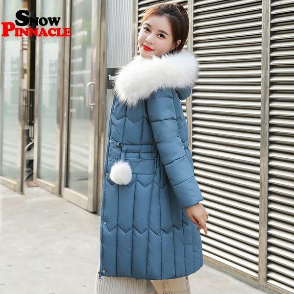 

25 degrees winter women long parkas jackets plus size m-5xl thick warm big fur collar female slim sintepon parkas outwear coat 201014, Black