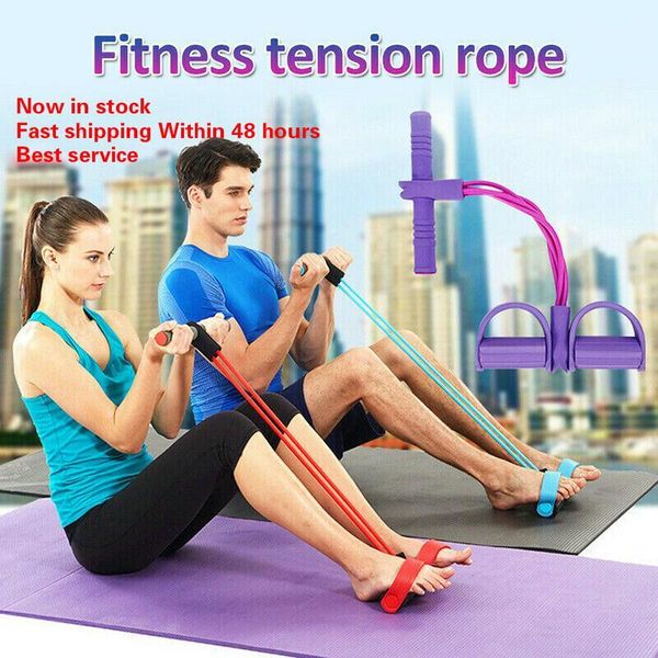 

resistance bands 4 tubes fitness sit-up pull rope elastic band stretch trainer abdominal exerciser bodybuilding tension1
