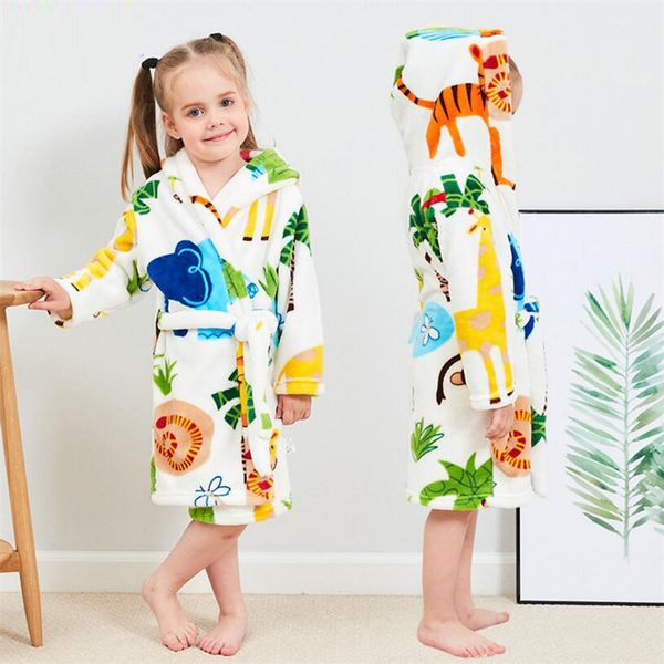 

23 designs girl boy flannel pajamas bathrobe for children soft children's bathrobe nightgown bath robe kids baby bathrobes 201104, Blue;red