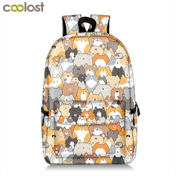 

cute kitten cats backpack for teenager girls women causal bag children school backpack book bag kids student school bags gift t200709