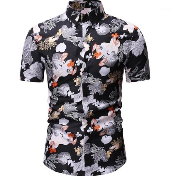 

men's casual shirts 19 years high-end brand men's fashion colorful shirt short sleeve cotton shirt1, White;black