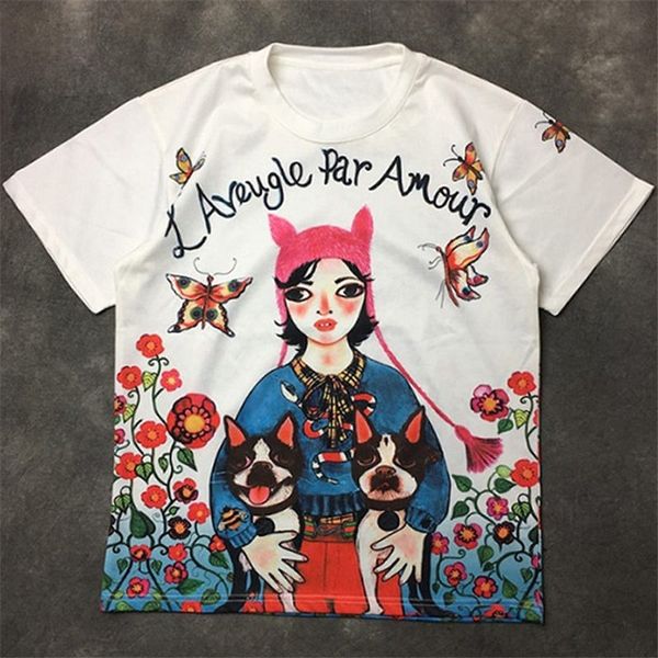 

fashion mens t shirt 2020 famous street cartoons girls polos short sleeve shirts 20ss men women couples style hip hop, White;black