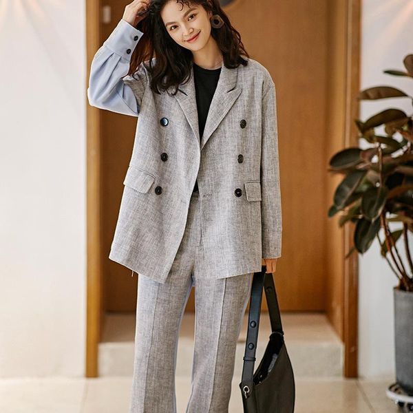 

women's two piece pants suit suits in the spring of 2021 han edition boutique dress a two-piece undertakes to restore ancient ways, White