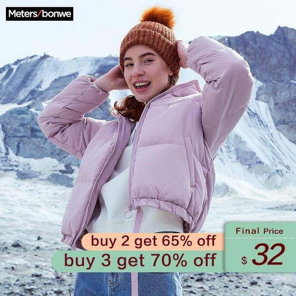 

metersbonwe новый пуховик женщины зима теплая 80% белая утка вниз сыпучие женский полупальто удобная открытая вниз пальто 200924, Black