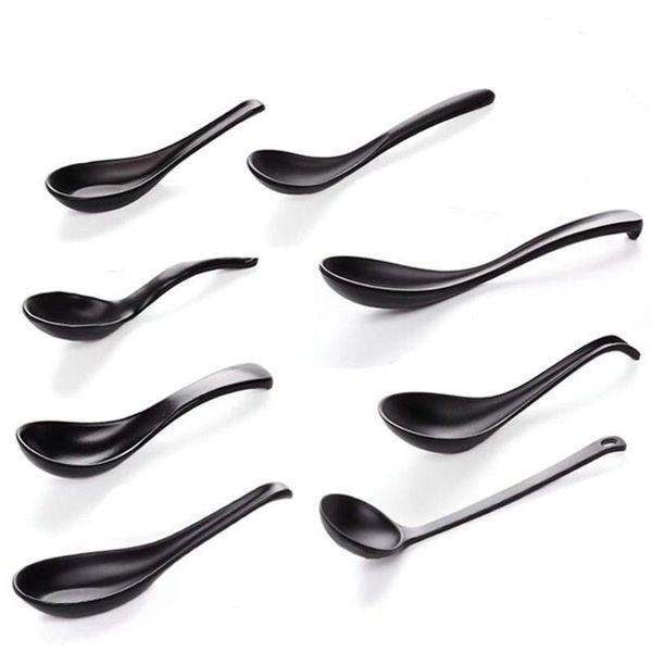 

spoons soup spoon black matte ladle plastic japanese style melamine tableware anti-fall tortoise shell shaped kitchen tools