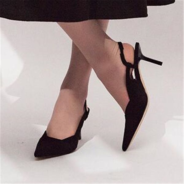 

2021 new female buckle straps high-heeled sandals pointed finger of thin-footed single heel zapatos femme mujer black bombs blue f0bb