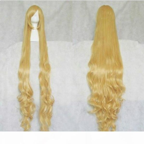 

victoria fashion beautiful blonde stylish curly hair long cosplay wavy wig 150cm, Black