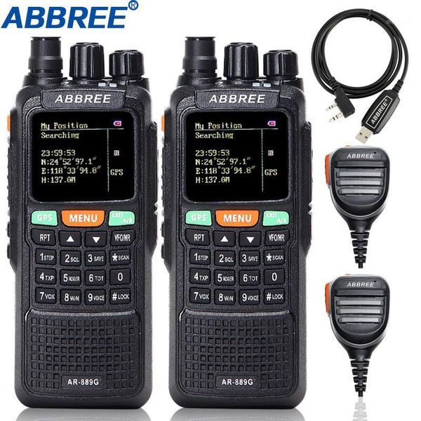

2pcs abbree ar-889g walkie talkie gps 10w high power cross band 400-520/134-174mhz dual band hunting ham cb radio1