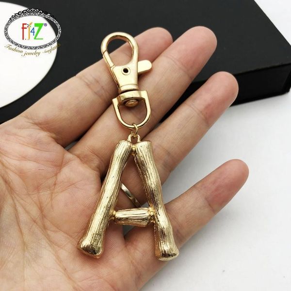 

f.j4z women keychain alloy big a-z 26 letters key holder fashion bamboo initials charms bag pendant accessories dropship1, Silver