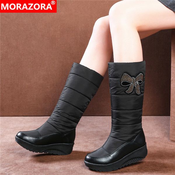 

morazora 2020 new arrival down snow boots women thick fur warm winter boots female shoes platform shoes waterproof half boots 1026, Black