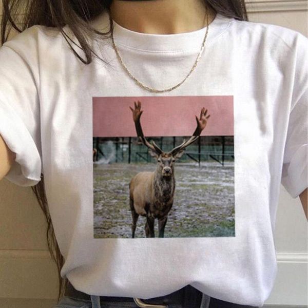 

new fashion women tshirt short sleeved harajuku funny cartoon print women tee aesthetics tee shirts clothes femme, White