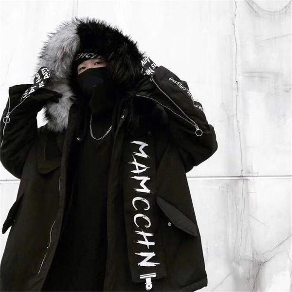 

winter 2018 new men stitching color cap high street parkas jacket1, Black