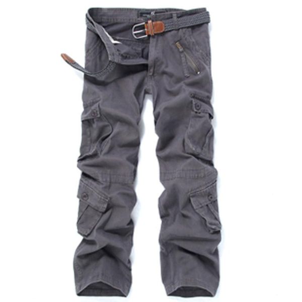 

2021 men's cotton washed multi-pocket loose overalls large, Black