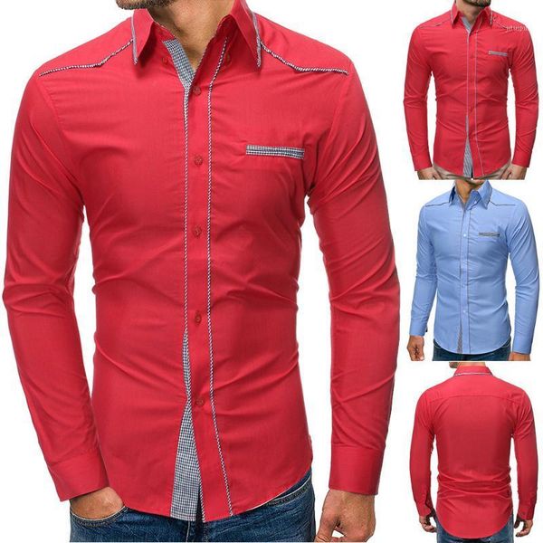 

men dress shirt new men's fashion splicing business casual shirt with long sleeves1, White;black